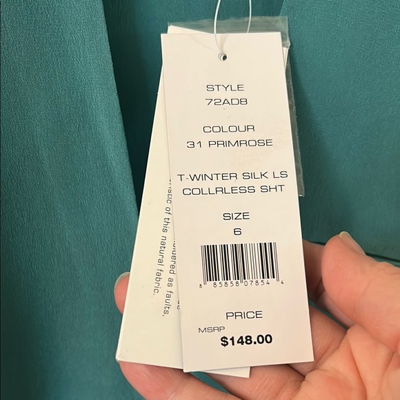 French Connection NWT Teal Button-Up Blouse-silk - Picture 3 of 4